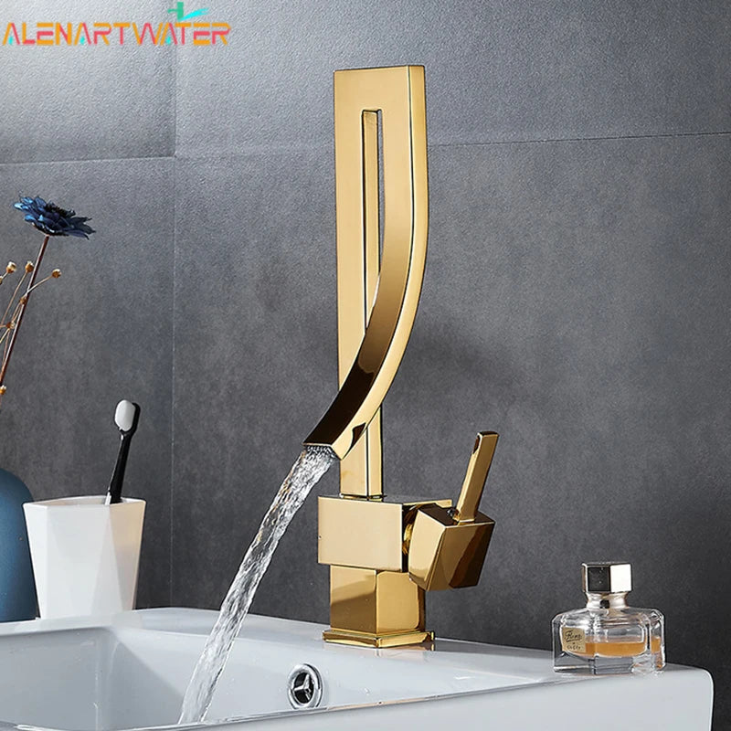 Chrome Brass Basin Faucet Fashion Style Single Handle Waterfall Basin Mixer Tap Hot Cold Bathroom Faucets Sink Waterfall Faucet