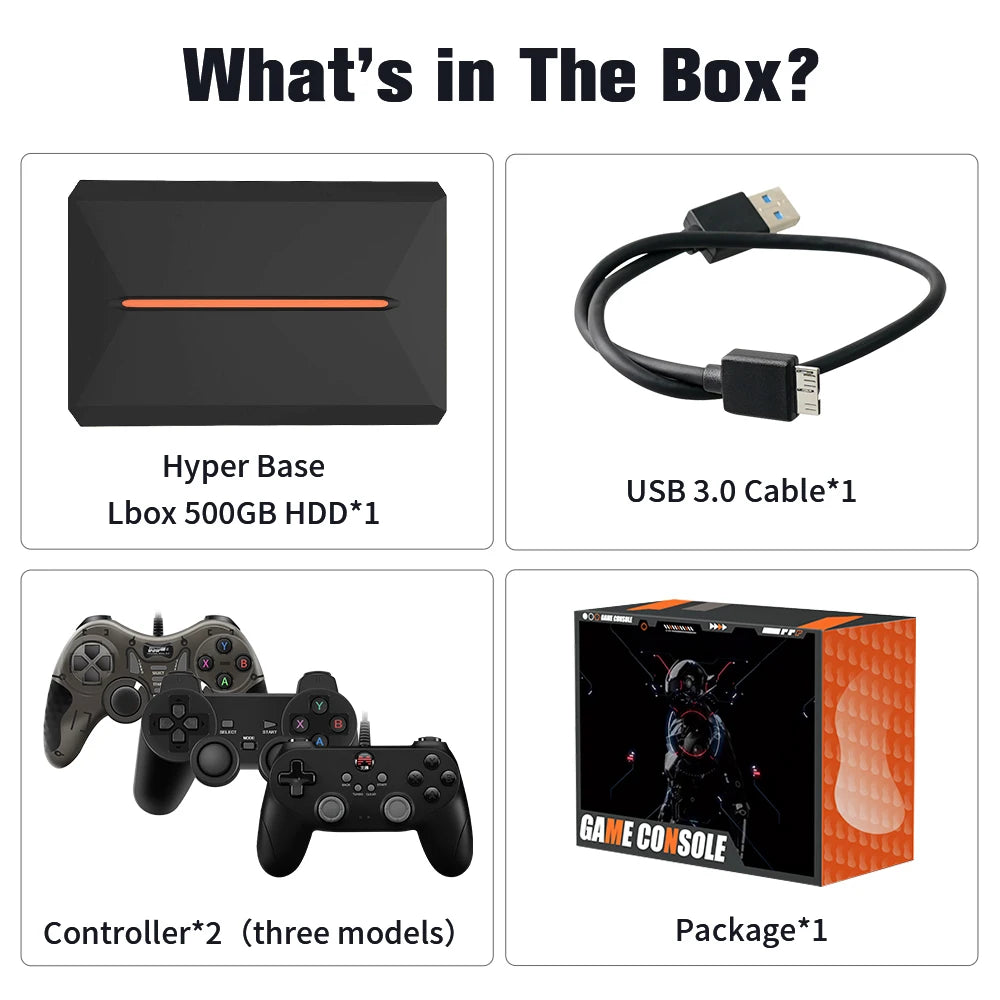 500GB Gaming HDD Launcbox System Emulator Console for PS4/PS3/Switch/PS2/Wii/Wiiu with 3700+ 3D/PC Games for Windows PC/Laptop