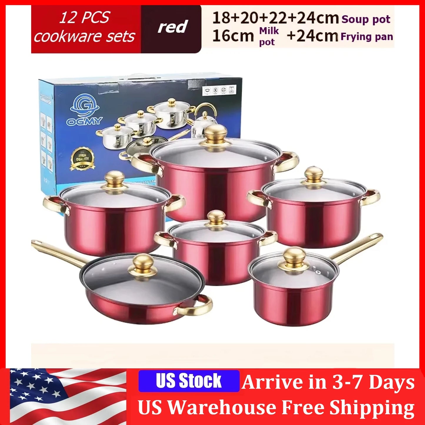 NONED Stainless Steel Cookware Set With Nonstick Pans