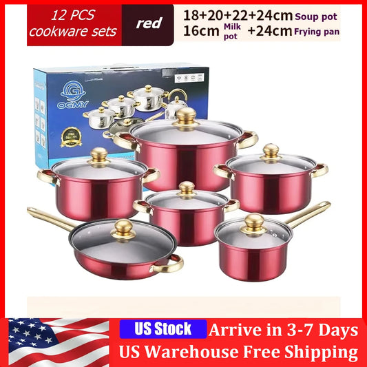NONED Stainless Steel Cookware Set With Nonstick Pans