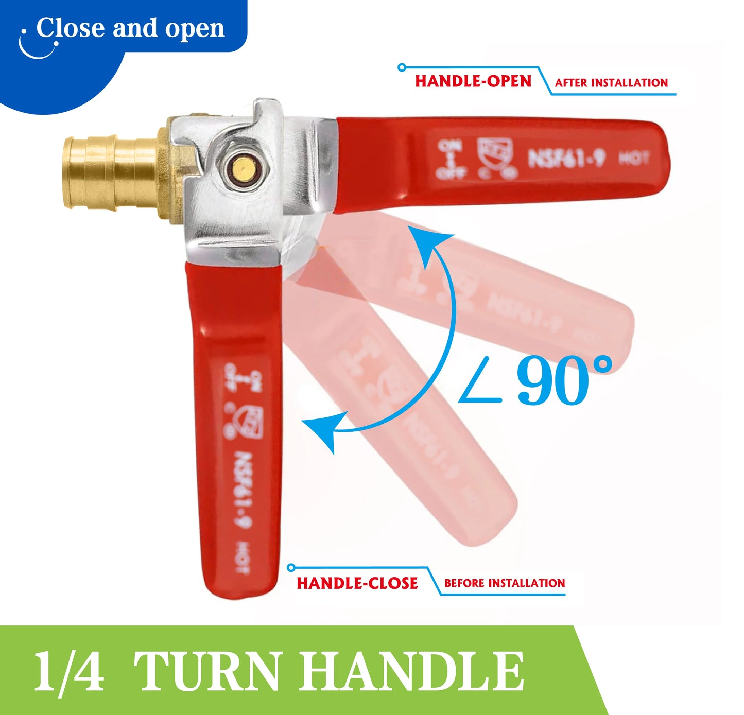 KING SMART 3/4" PEX A/F1960 PEX Ball Valve; CUPC NSF Lead Free Certified; for Hot and Cold Water; 1/4 Turn; 6 Pcs; 80283