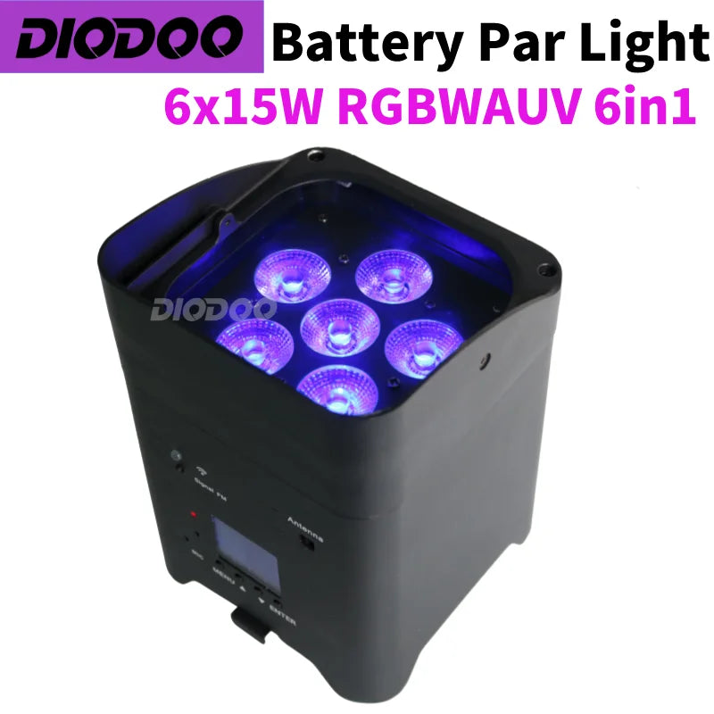 0 TAX 1~8pcs Wireless Battery Powered Par Light 6x18W RGBWAUV 6IN1 Flightcase Remote Control Portable Par LED Stage Effect Light