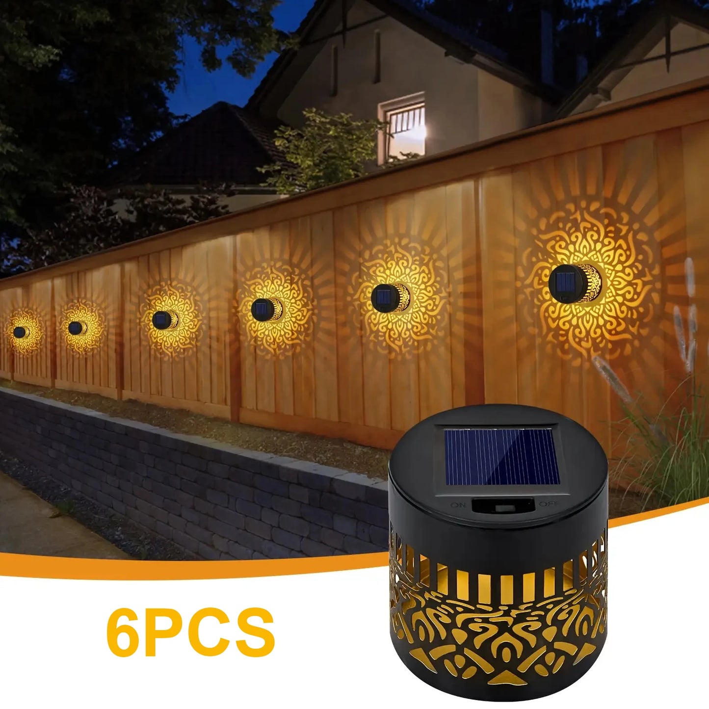 6-Pack Solar Outdoor Lights, Christmas Decor Lights, Mandala Theme IP65 Waterproof Lights For Garden, Terrace, Backyard, Patio