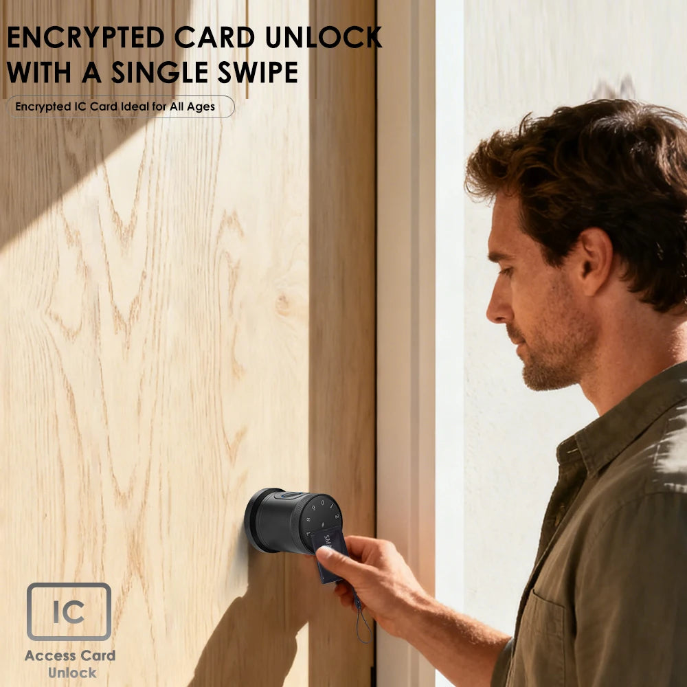 YFK Tuya Smart Life Door Lock CNC anodized aluminum body Knob 5-in-1 Fingerprint Password IC Card APP Bluetooth Unlock Keyless Entry Smart Life Home Security Deadbolt