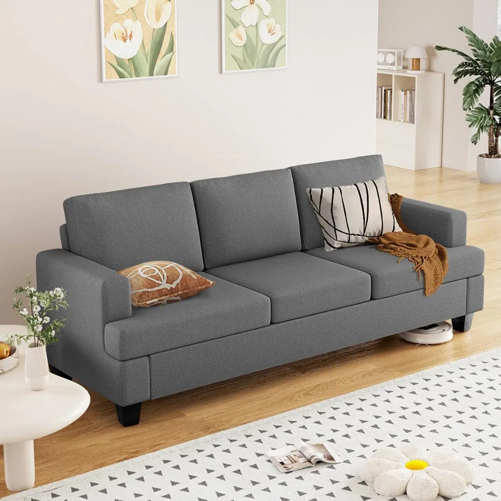 85 inch Grey 3 Seater Couches, Modern Cozy Deep Seat Sofa, Comfy Fluffy Couch for Living Room, Small Couches for, Customized