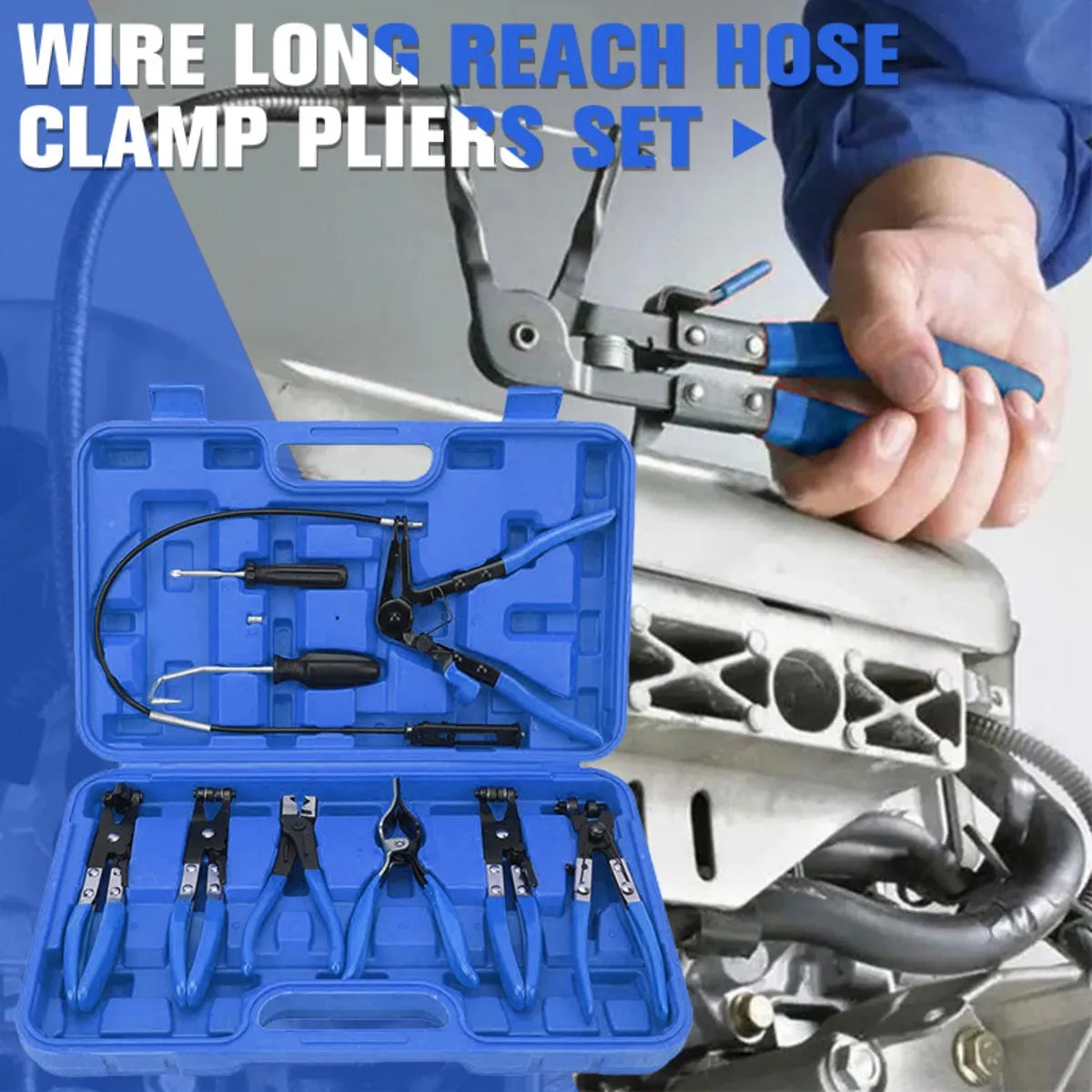 9-piece Hose Clamp Set, Spring Hose Clamp Pliers, Carbon Steel Auto Repair Tool Set With Storage Box, Spring Hose Clamp Pliers R