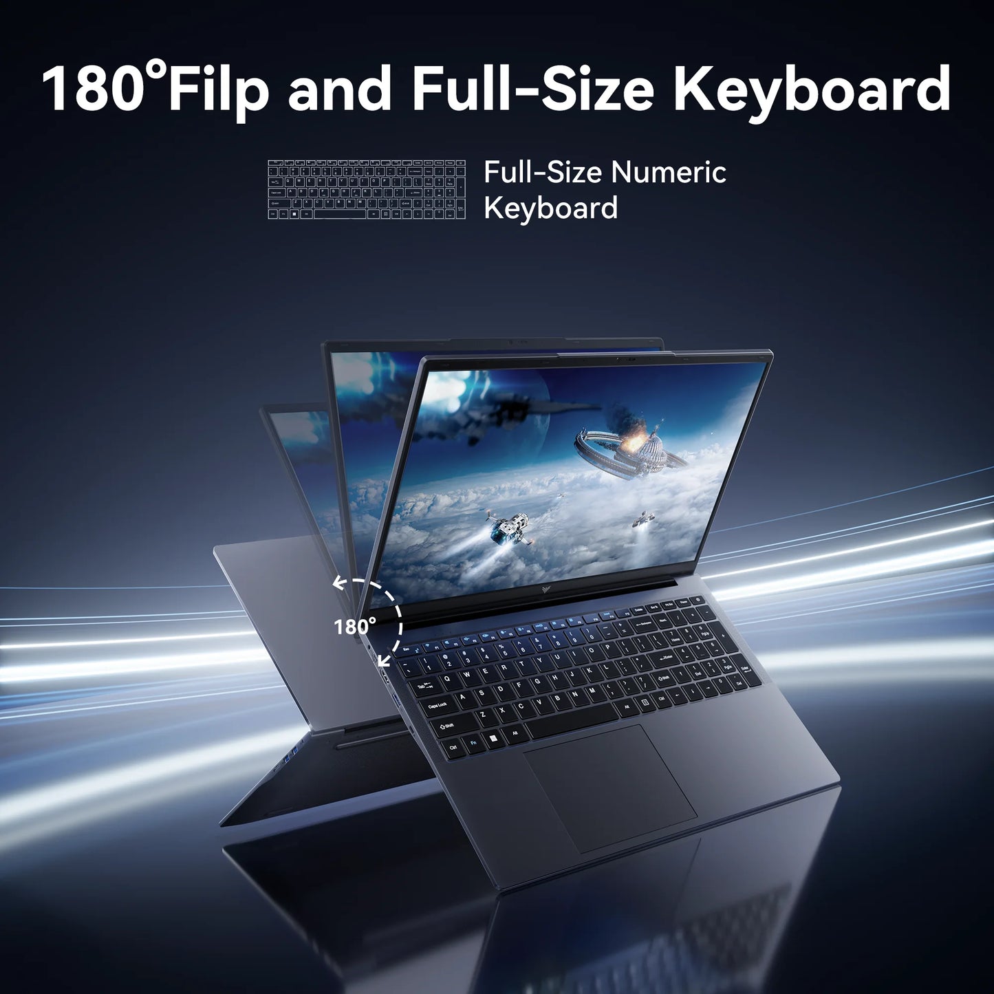 NIPOGI 17.3" Laptop FHD 1920×1080 Display, 16GB RAM 512GB SSD Laptop, Windows 11 Laptops Computer, HDMI, Type-C, USB3.2,Light&Th