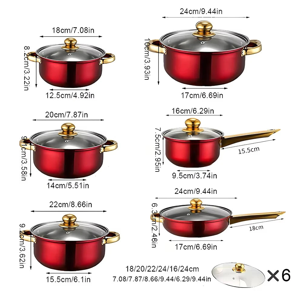 NONED Stainless Steel Cookware Set With Nonstick Pans
