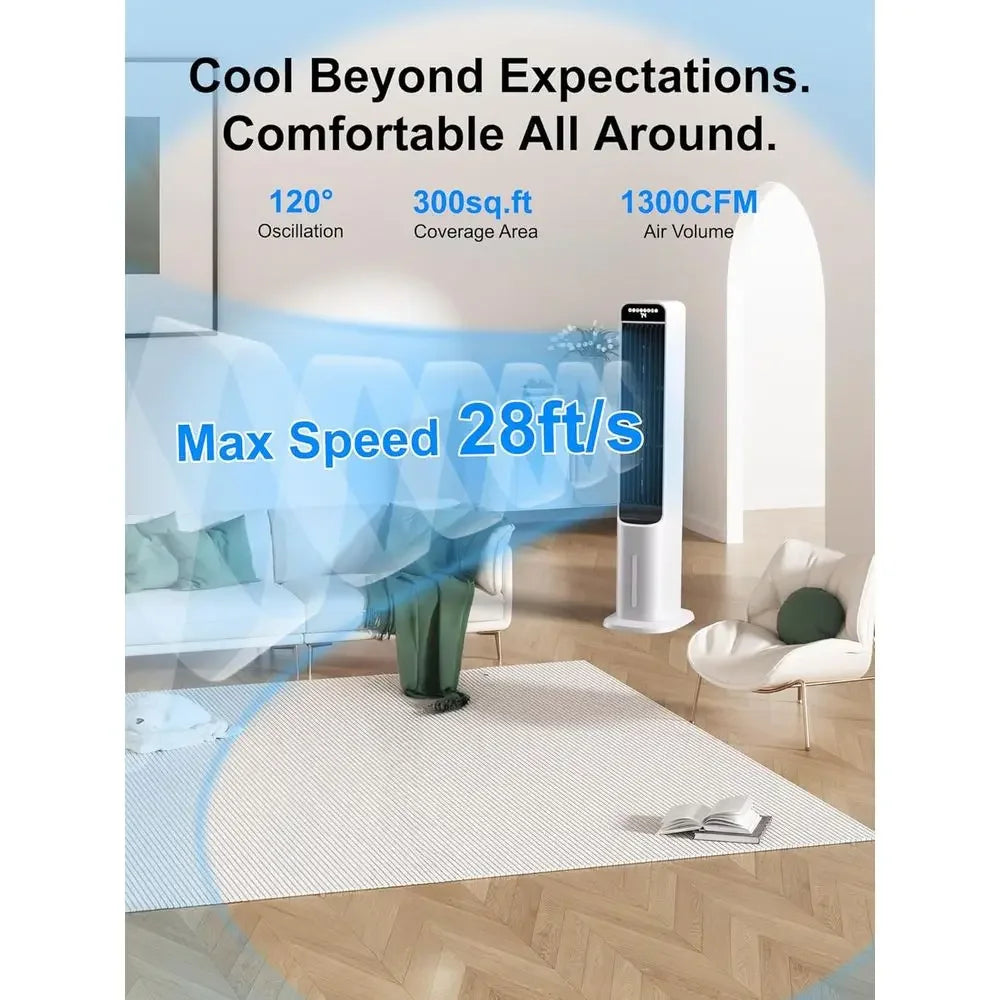 3-IN-1 Evaporative Air Cooler, Cooling Fans that Blow Cold Air with 120° Oscillation, 12H Timer, 3 Speeds, Portable Swamp Cooler