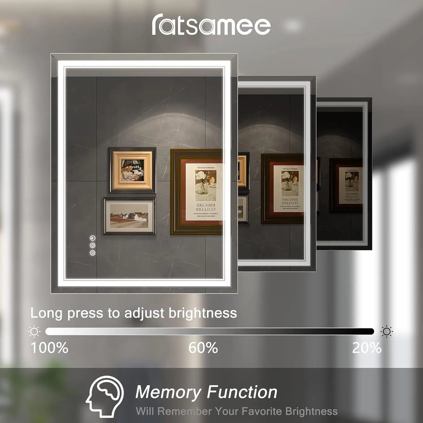 28x36 Inch LED Bathroom Mirror with Front & Backlit Lights, Anti-Fog, Dimmable Memory Function, Tempered Glass