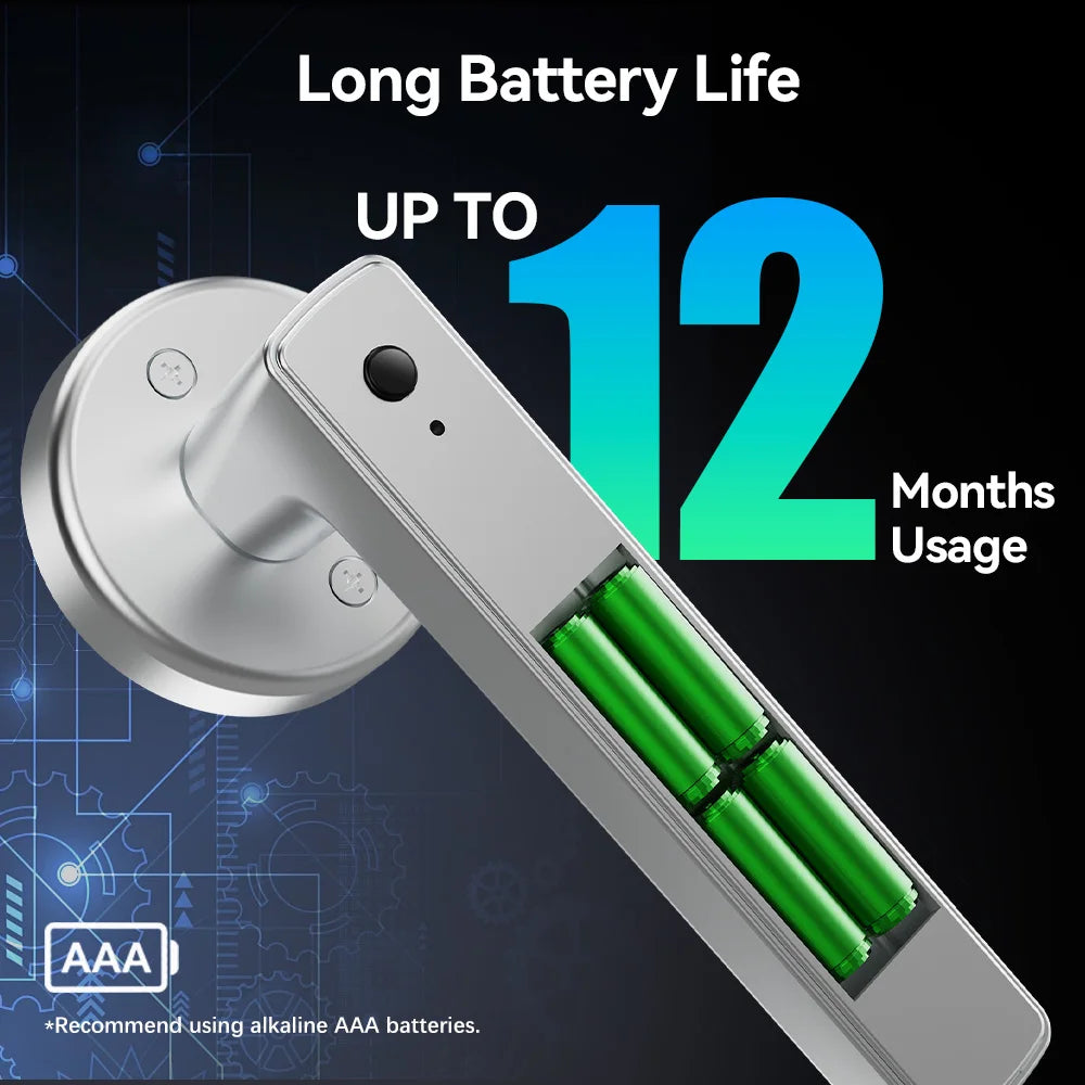 YFK Tuya Smart Life Fingerprint Door Lock Handle 5 in 1 Unlock NFC IC Card Fake PIN Temporary Code Bluetooth Keyless Entry Interior Door Lock Support Remote Unlock With Gateway