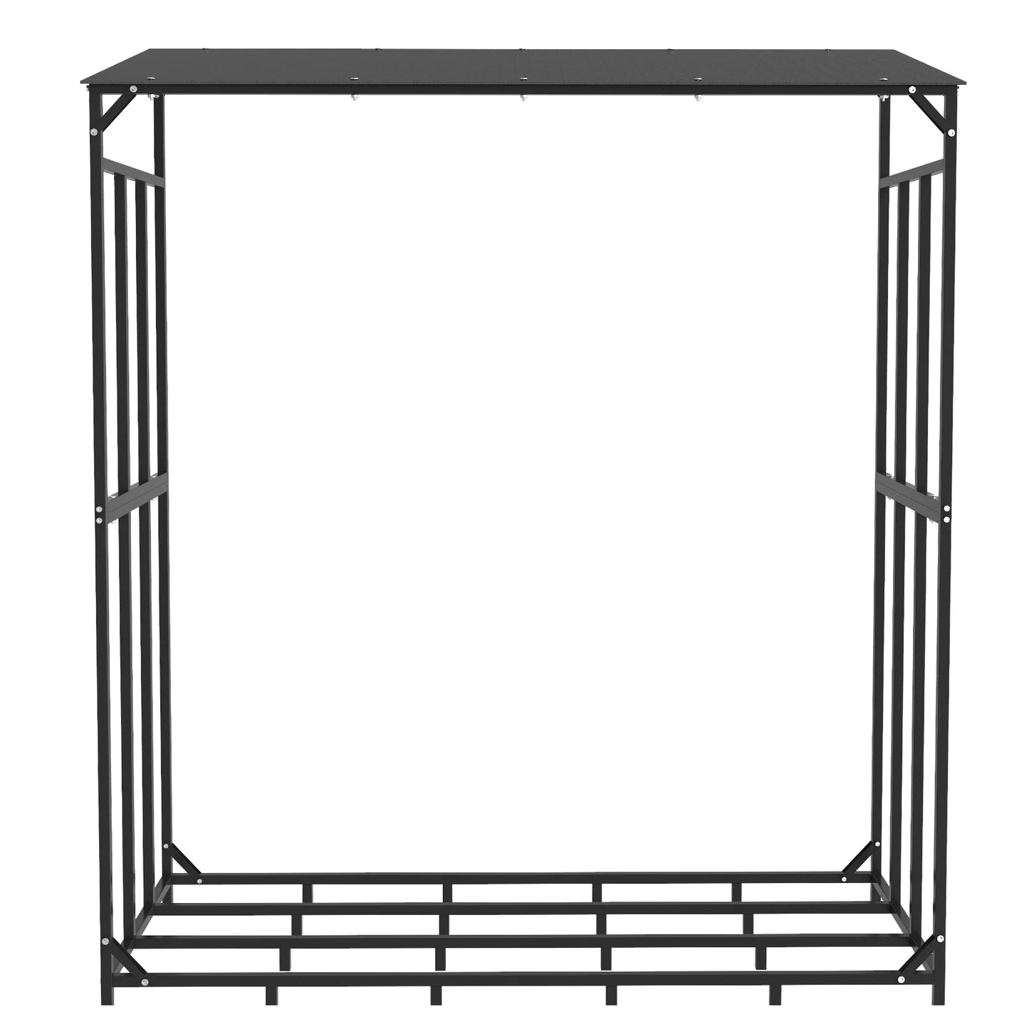 Heavy Duty Tall Metal Firewood Rack Stand with Top Cover Fireplace Wood Storage Stacking Holder for Outdoor Deck, Backyard