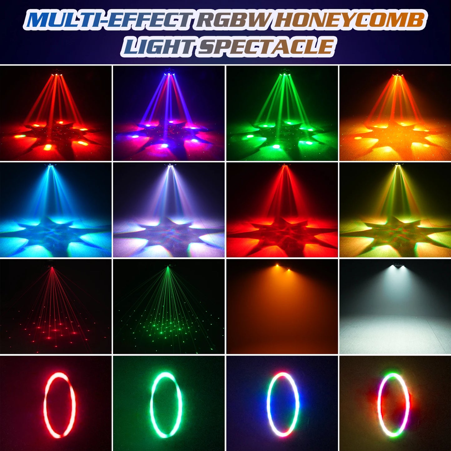 U'King 150W 6-Arm RGBW Beam Moving Head Light With Ring Effect DJ Light DMX Strobe Stage Light For Wedding Live House KTV BarG