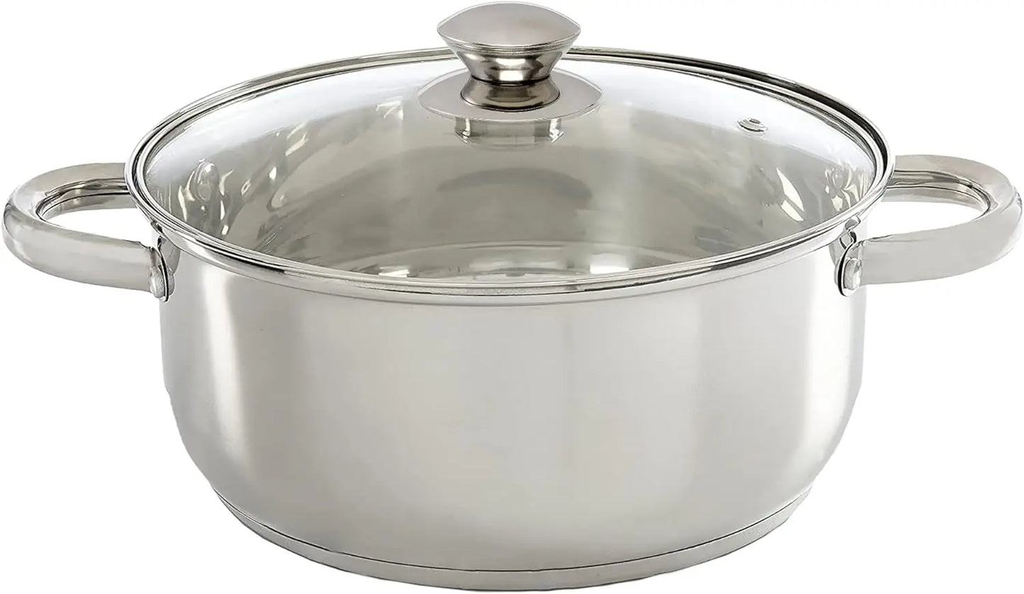 Stainless Steel Sauce Pan with Glass Lid, Induction Ready, Oven & Dishwasher Safe 2-Quart Cooking Pot