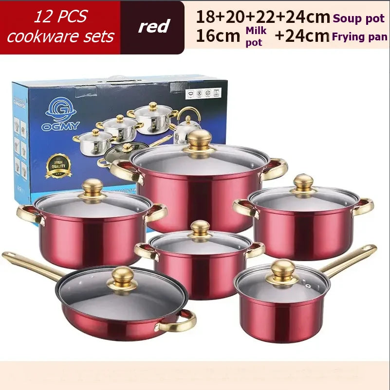 NONED Stainless Steel Cookware Set With Nonstick Pans