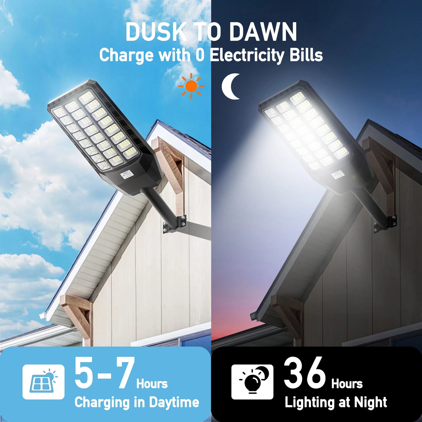 8000W 700000LM Solar Street Light Outdoor Super Bright Flood Lights Parking Lot Lights Dusk to Dawn Outdoor Lighting Motion Sensor and Remote Control