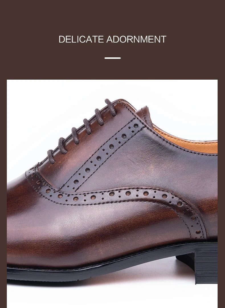 Luxury Mens Leather Wedding Shoes China Factory Hot Selling Handmade Genuine Men Formal Dress Shoes Lace-Up Classic Brogue Shoe