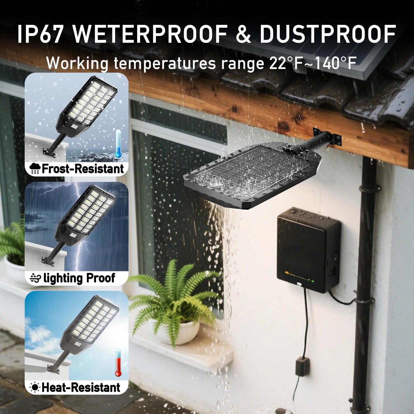 8000W 700000LM Solar Street Light Outdoor Super Bright Flood Lights Parking Lot Lights Dusk to Dawn Outdoor Lighting Motion Sensor and Remote Control