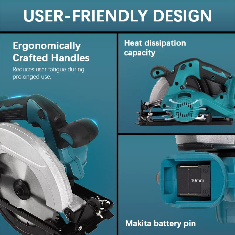 5/7 Inch Brushless Electric Circular Saw 45 Degree Wood Cuttiing Saw Handheld Woodworking Saw Tool For Makita 18V Battery Pin