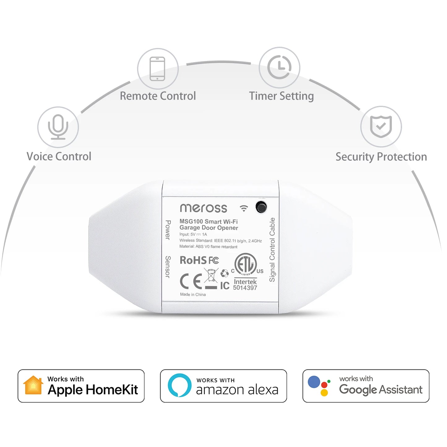 Meross HomeKit Smart WiFi Garage Door Opener MSG100 With Security Alarm Function Remote Control Shipping from US